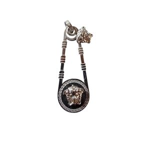 Versace Medusa Safety Pin Pendant In Silver Tone
